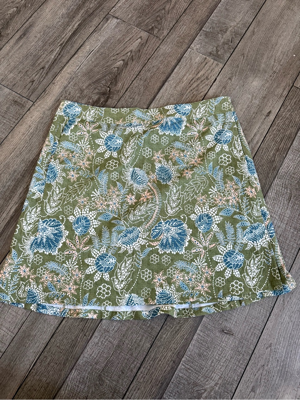 Ripskirt Hawaii Olive and Blue Floral A-Line Skirt - Picture 2 of 5